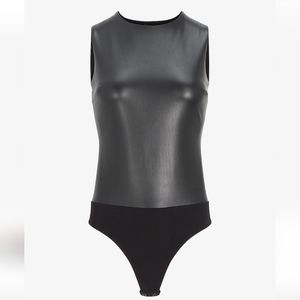 Body Contour Faux Leather High Neck Bodysuit